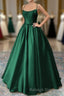 Green Satin Lace-Up Long Formal Dress, Green Satin Long Prom Dress Evening Dress