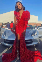 2026 Mermaid Long Red Prom Dress Prom Dresses