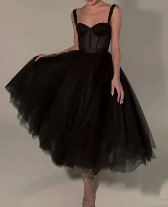 Black Fashion Sweetheart Neck Long Tulle Teen Prom Dress Tulle Formal Dress Evening Gown Graduation Party Secondary image