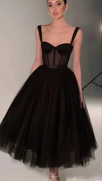 Black Fashion Sweetheart Neck Long Tulle Teen Prom Dress Tulle Formal Dress Evening Gown Graduation Party