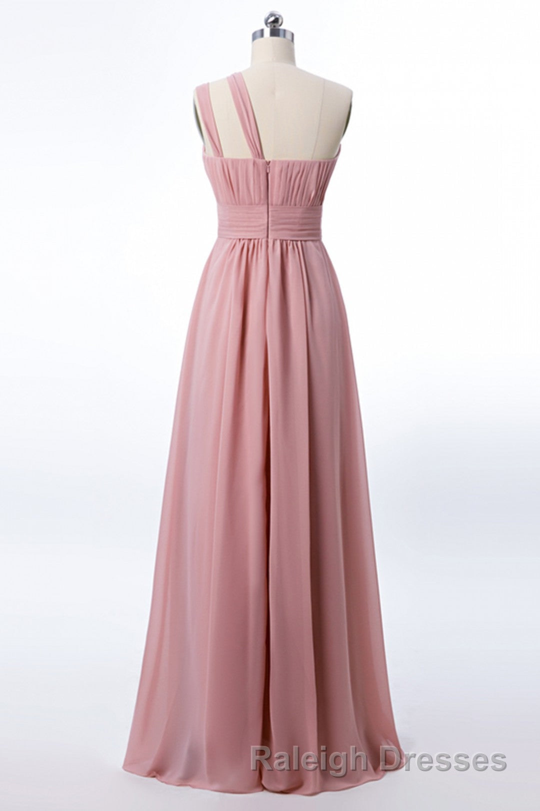One Shoulder Blush Pink Chiffon A Line Bridesmaid Dresses