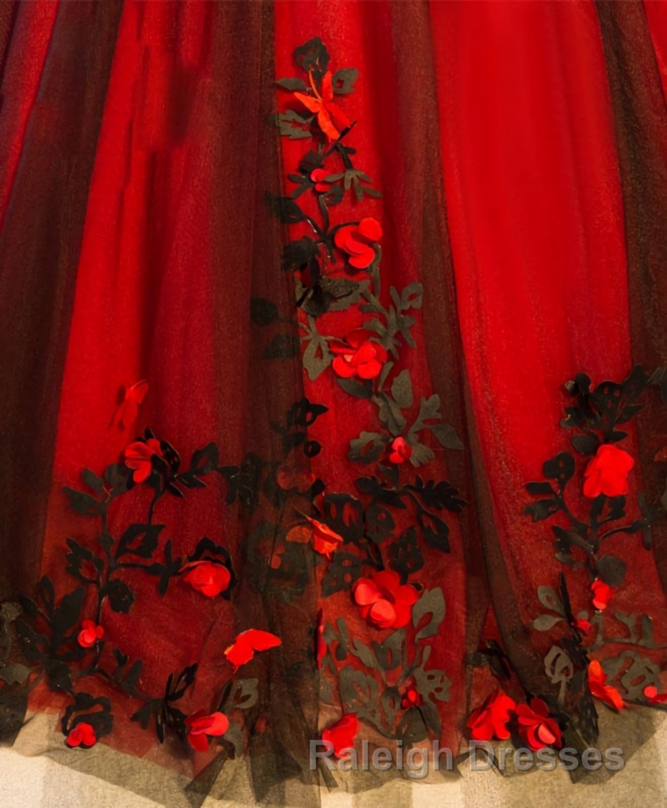 Burgundy Round Neck Tulle Lace Applique Long Prom Dress, Burgundy Evening Dress