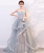 Gray Tulle Lace Long Prom Dress Gray Tulle Lace Evening Dress 2
