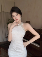 21St Birthday Sequined Halter Neck Off Shoulder Dark Pattern Hip Homecoming Dress