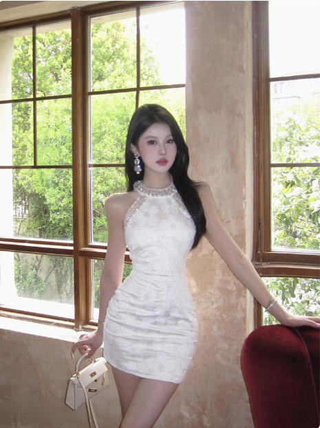 21St Birthday Sequined Halter Neck Off Shoulder Dark Pattern Hip Homecoming Dress Main image