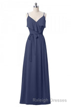Mauve Pink Chiffon Spaghetti Straps Ruffled A Line Bridesmaid Dresses