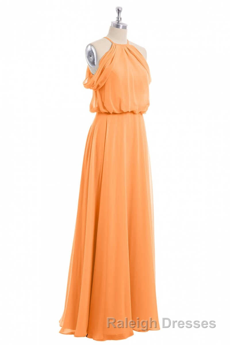 Sage Green Chiffon Halter Blouson-Style Long Bridesmaid Dress