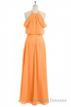 Sage Green Chiffon Halter Blouson-Style Long Bridesmaid Dresses