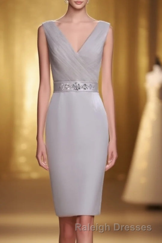 Two Piece Grey High Collar Short Mother of the Bride Dress