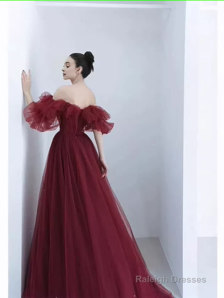Ball Gown Burgundy Off The Shoulder Prom Dresses Evening Dress Secondary image