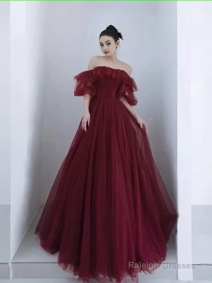Ball Gown Burgundy Off The Shoulder Prom Dresses Evening Dress Main image