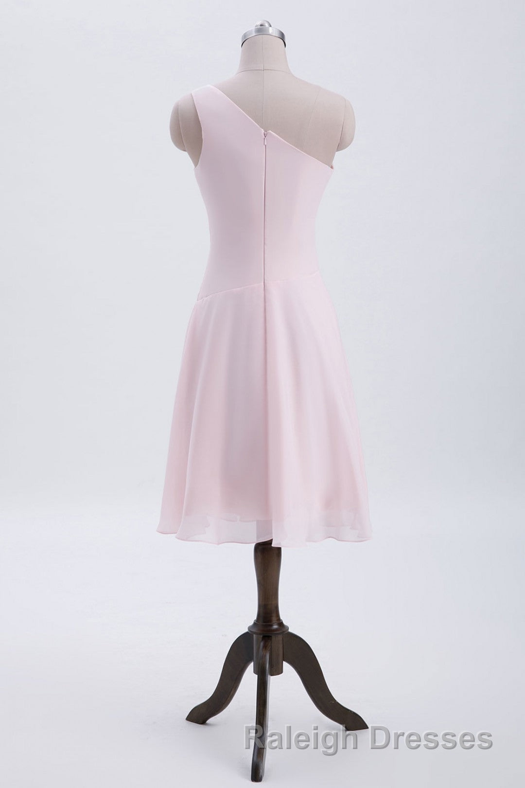 Short Pink One Shoulder Chiffon Homecoming Dresses Secondary image