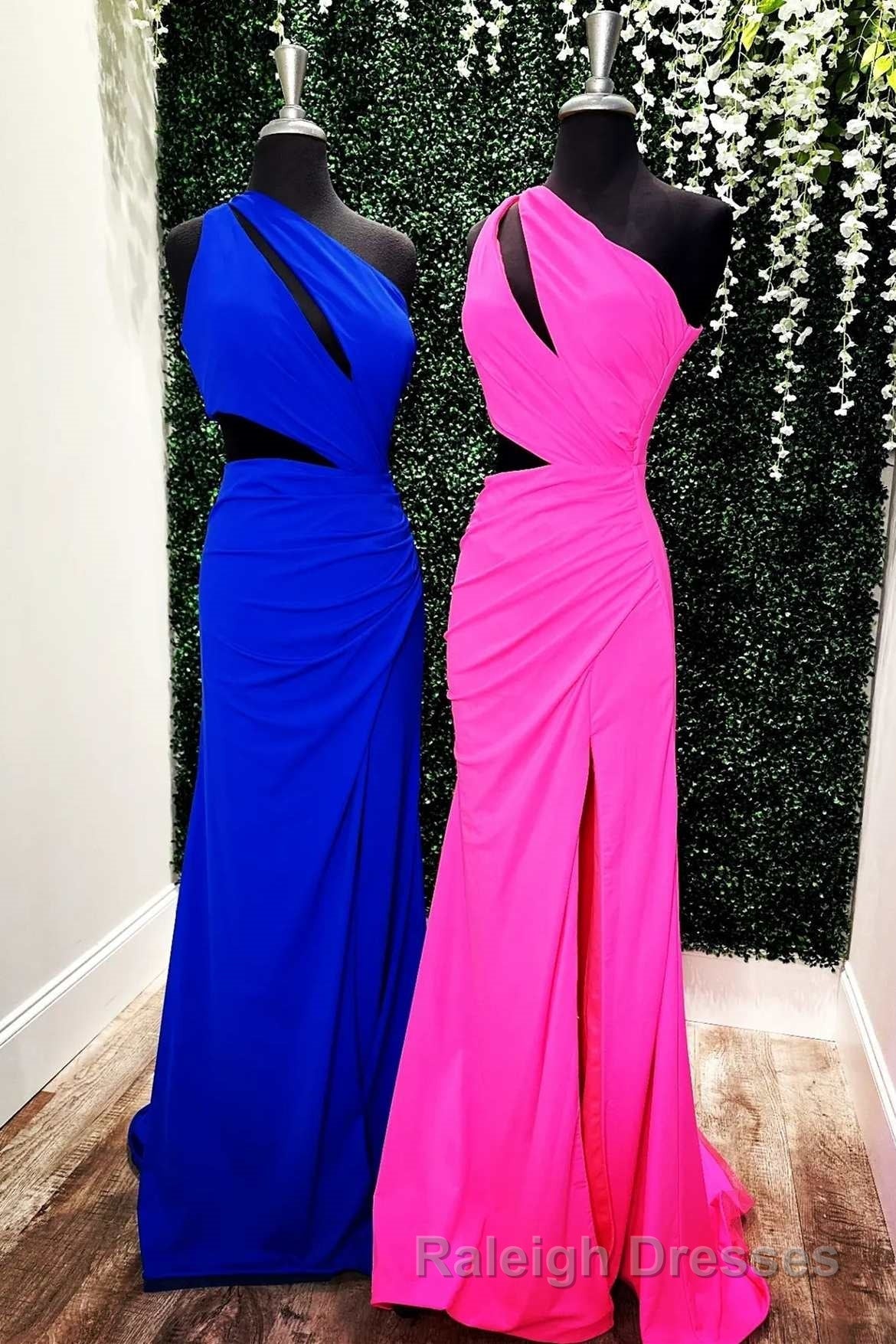 One Shoulder Keyhole Cutout Mermaid Long Prom Dresses with Slit Secondary image