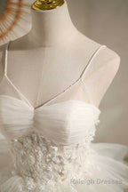 Multi-Tiered White Straps A Line Short Prom Dress