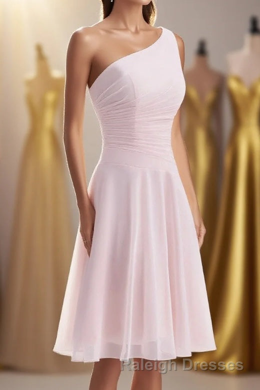 Short Pink One Shoulder Chiffon Homecoming Dress