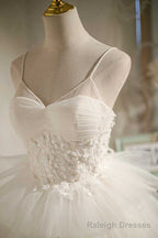 Multi-Tiered White Straps A Line Short Prom Dress