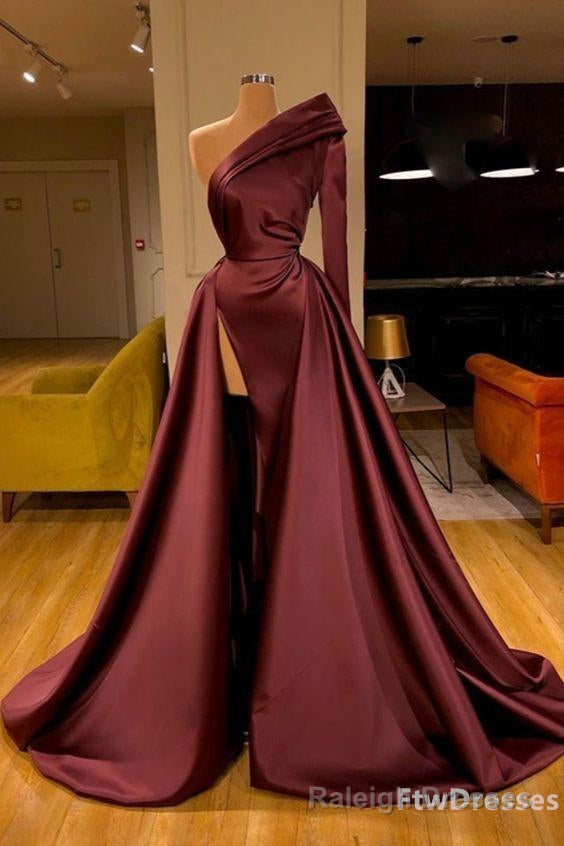2026 one shoulder pleated Prom dresses with high leg slit Main image