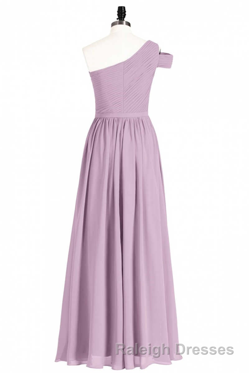 Dusty Purple Chiffon One Shoulder A Line Long Bridesmaid Dresses Secondary image