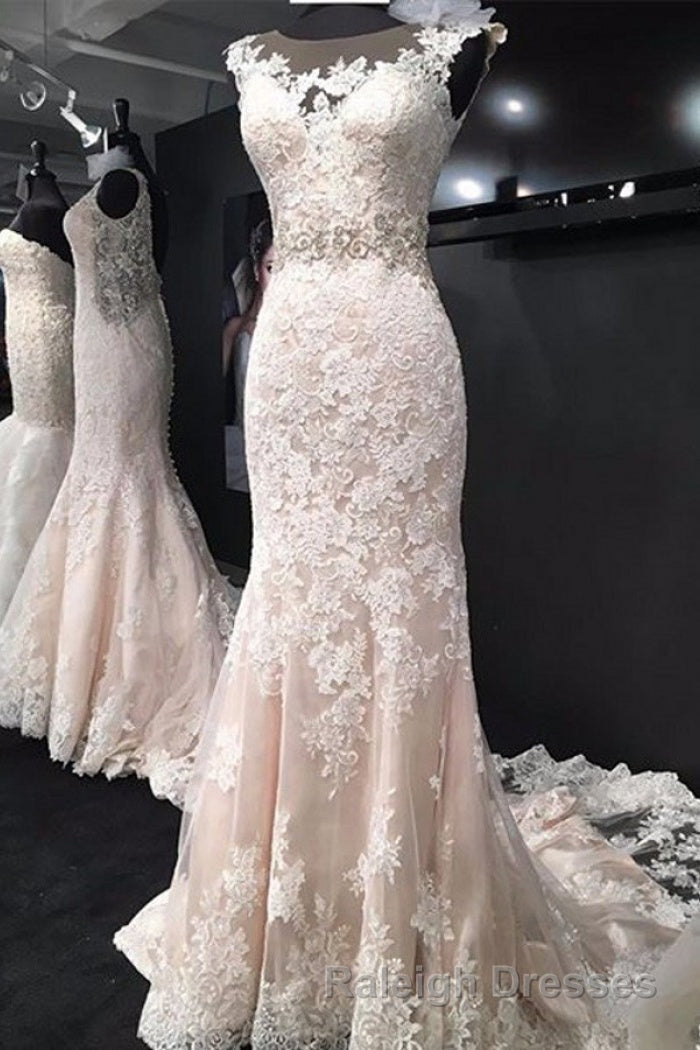 Charming Mermaid Trumpet Sleeveless Lace Appliques Wedding Dresses Secondary image