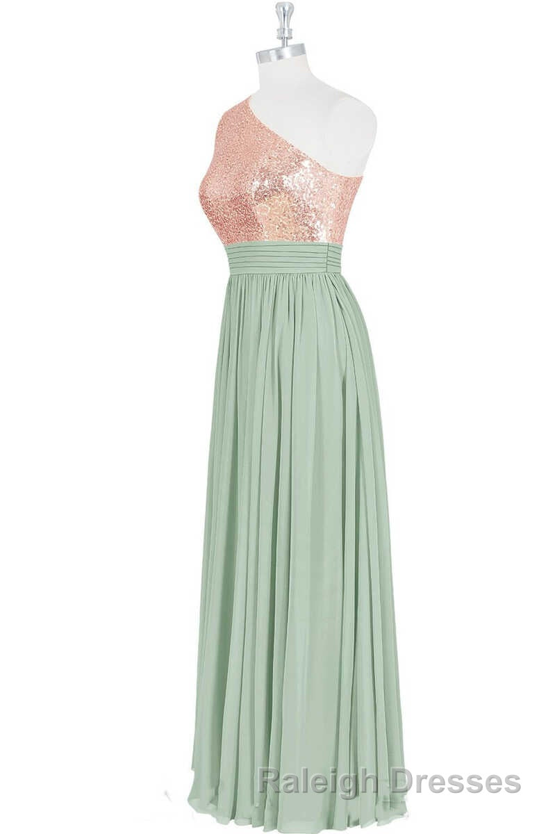 Rose Gold Sequins One-Shoulder Long Bridesmaid Dress Secondary image