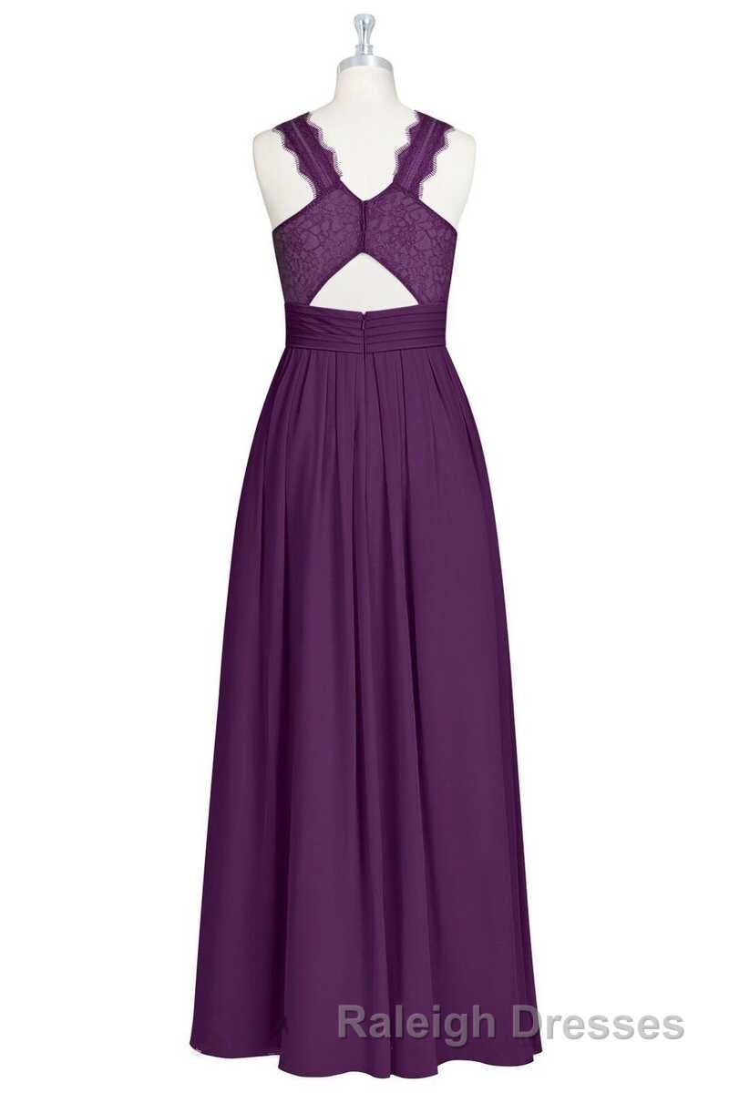 Magenta Chiffon Halter Cutout Back Long Bridesmaid Dress Secondary image