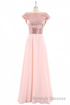 Burgundy Sequin Cap Sleeve Backless A-Line Bridesmaid Dress