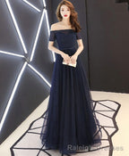 Dark Blue Tulle Long Prom Dress Blue Tulle Evening Dress