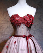 Red Sweetheart Neck Lace Short Prom Dresses