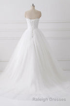 Ball Gown Strapless Sleeveless Lace Up Wedding Dresses