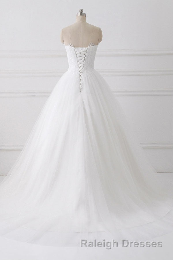 Ball Gown Strapless Sleeveless Lace Up Wedding Dresses