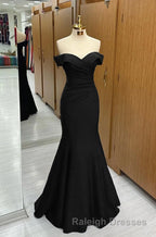 Long Navy Prom Dresses Mermaid Off-the-Shoulder Sweetheart Sleeveless