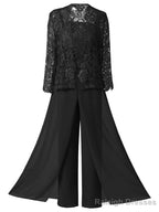 Mother of the Bride Dress Lace Chiffon Three-Piece Plus Size Mother of the Bride Pant Suits