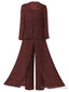 Mother of the Bride Dress Lace Chiffon Three-Piece Plus Size Mother of the Bride Pant Suits