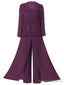 Mother of the Bride Dress Lace Chiffon Three-Piece Plus Size Mother of the Bride Pant Suits