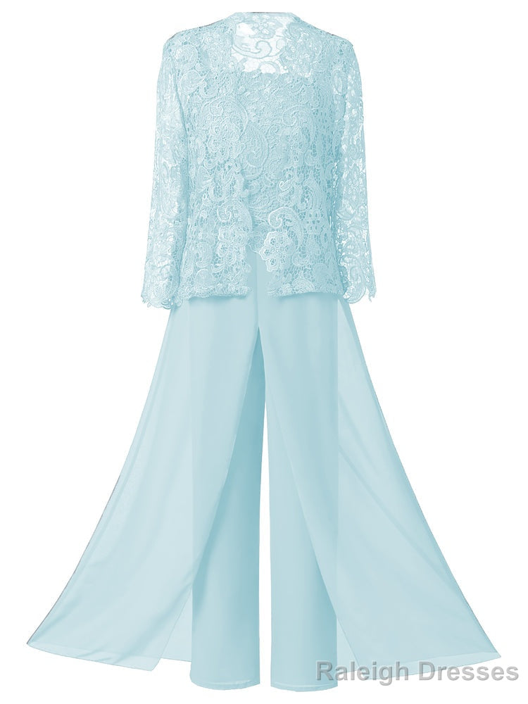 Mother of the Bride Dress Lace Chiffon Three-Piece Plus Size Mother of the Bride Pant Suits