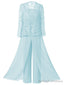 Mother of the Bride Dress Lace Chiffon Three-Piece Plus Size Mother of the Bride Pant Suits