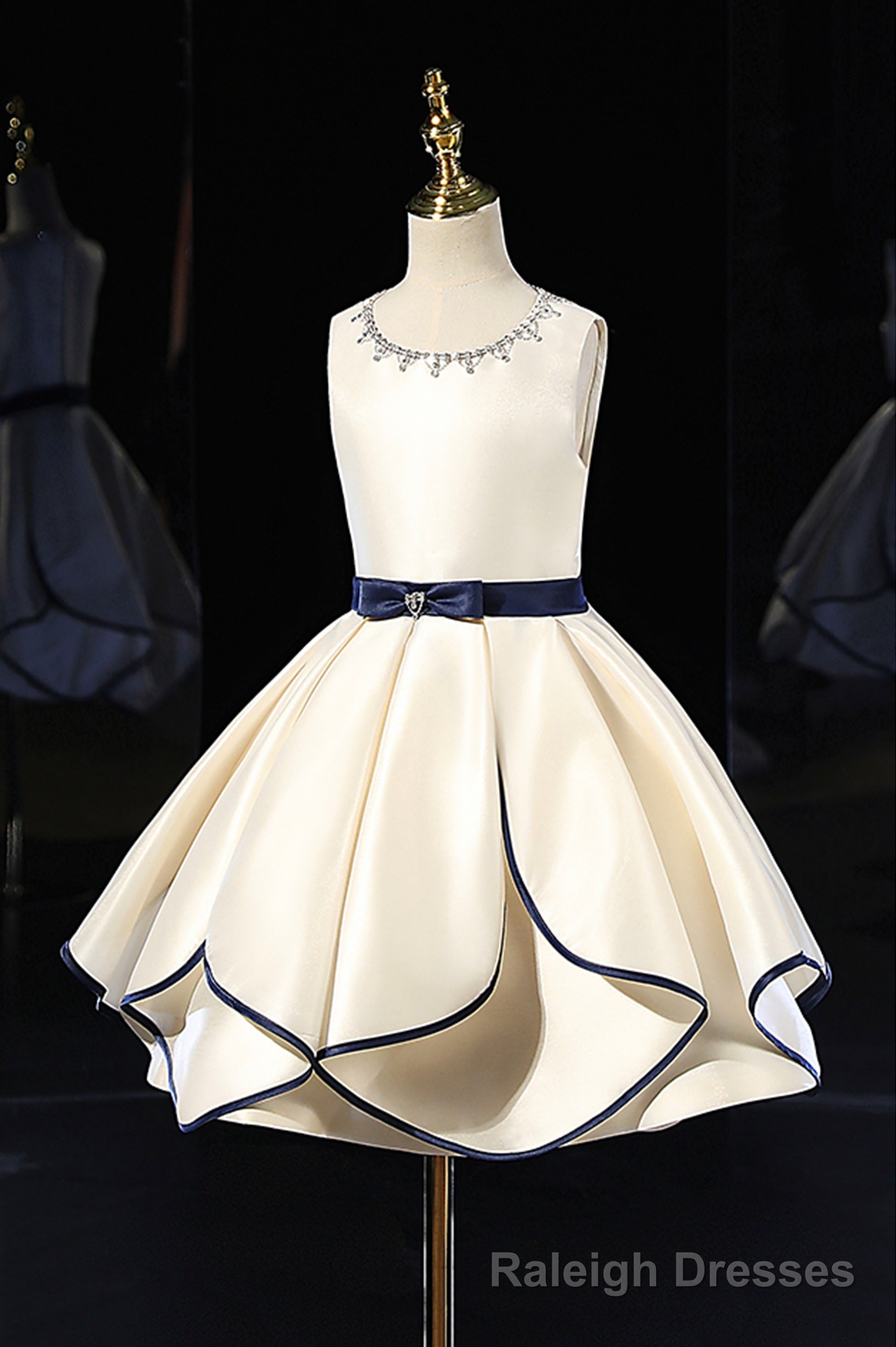 Champagne Satin Flower Girl Dress
