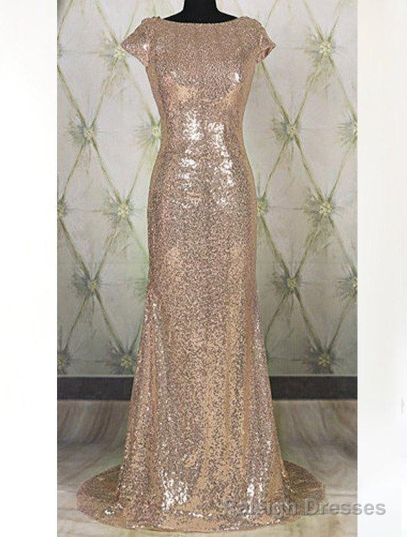 Floor-Length/Long Bateau Neck Column/Sheath Sequined Prom Dresses Secondary image