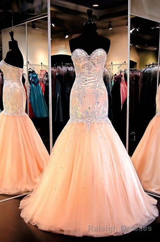 Floor-Length/Long Mermaid/Trumpet Sweetheart Tulle Prom Dresses Main image