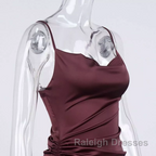 New Satin Green Prom Dress Spaghetti Strap Party Evening Dress