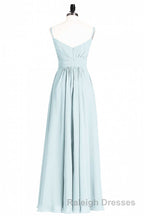Mint Green Chiffon Twist Front A-Line Long Bridesmaid Dress