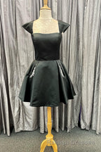 Cap Sleeves Short Yellow Homecoming Dresses with Lace Up Back
