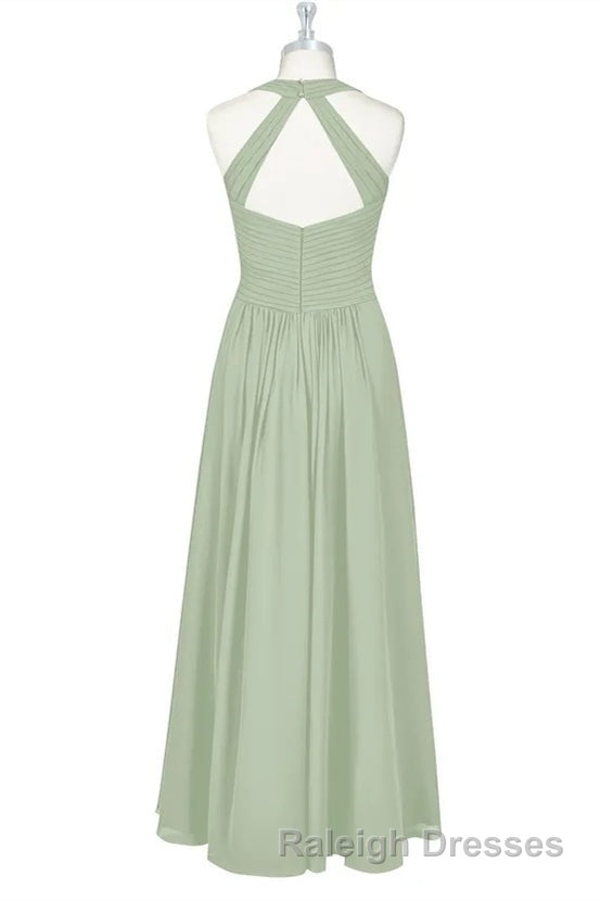 Sage Green Halter Backless A-Line Bridesmaid Dress Secondary image