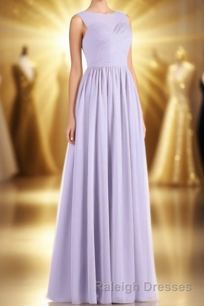 Lavender Chiffon Sweetheart Cutout Back A-Line Long Bridesmaid Dress Main image