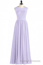 Lavender Chiffon Sweetheart Cutout Back A-Line Long Bridesmaid Dress