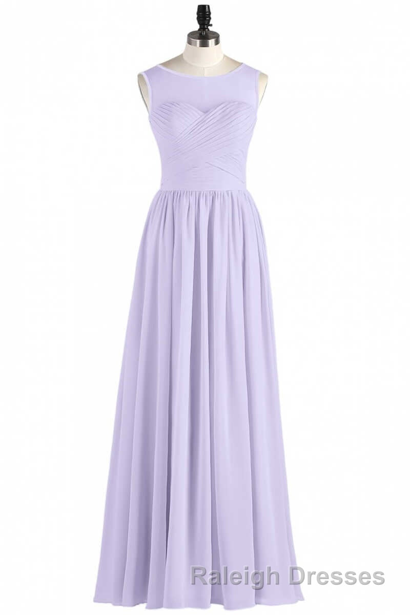 Lavender Chiffon Sweetheart Cutout Back A-Line Long Bridesmaid Dress