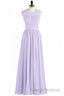 Lavender Chiffon Sweetheart Cutout Back A-Line Long Bridesmaid Dress