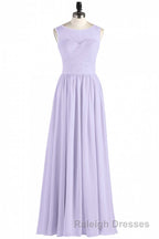 Lavender Chiffon Sweetheart Cutout Back A Line Long Bridesmaid Dresses