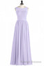 Lavender Chiffon Sweetheart Cutout Back A Line Long Bridesmaid Dresses