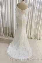 Ivory Mermaid Sequined Prom Dresses with Long Sleeves Sparkly Long Prom Dress